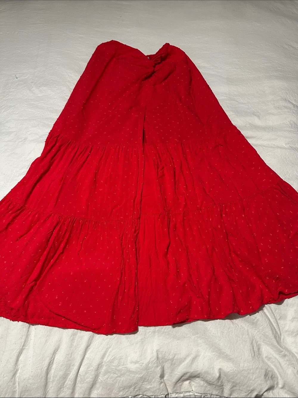 Peixoto Red Tiered Maxi with Subtle Dot Texture